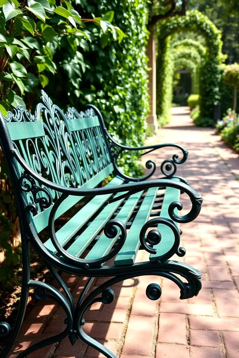 Handcrafted Iron Garden Bench