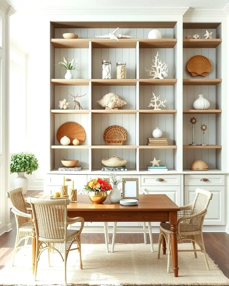 Open Shelving with Beachy Decor