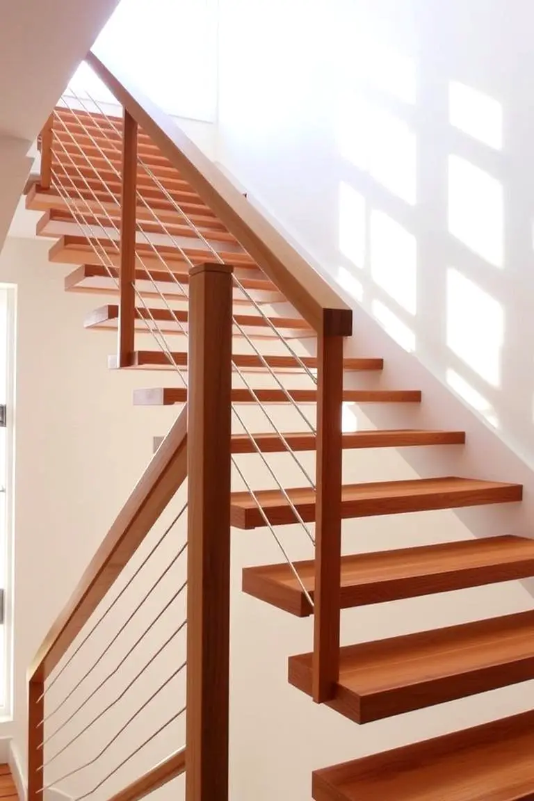 Floating Wood Railing Design