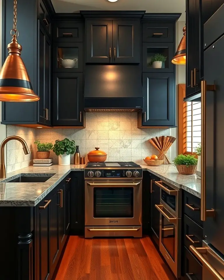 Warmth and Contrast with Copper Accents