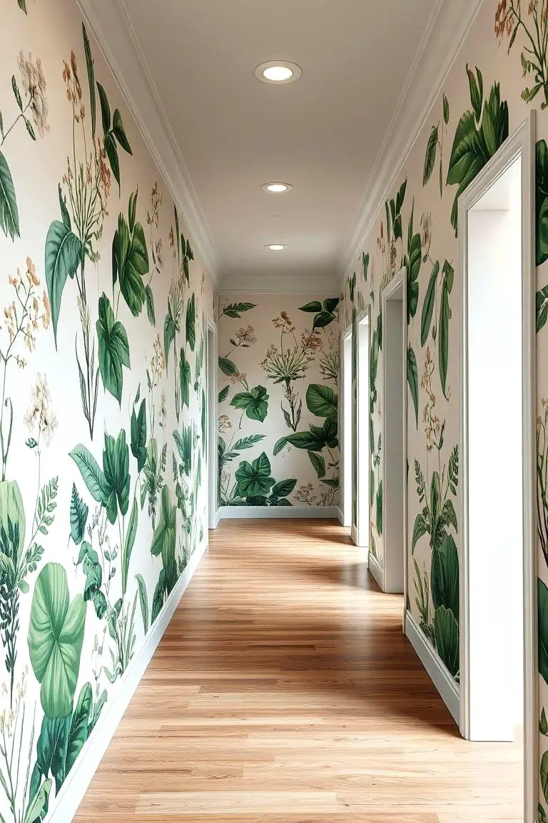 Nature-Inspired Botanical Prints for a Fresh Corridor