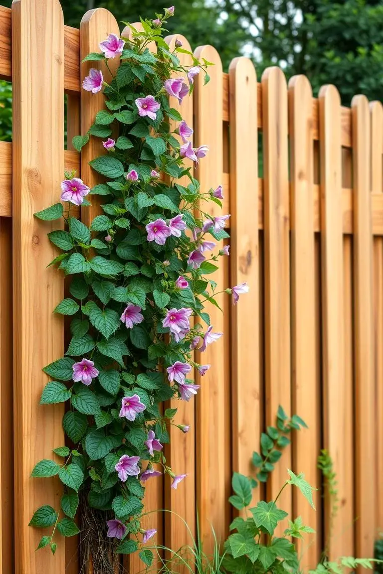 Cedar Fence with Climbing Plants