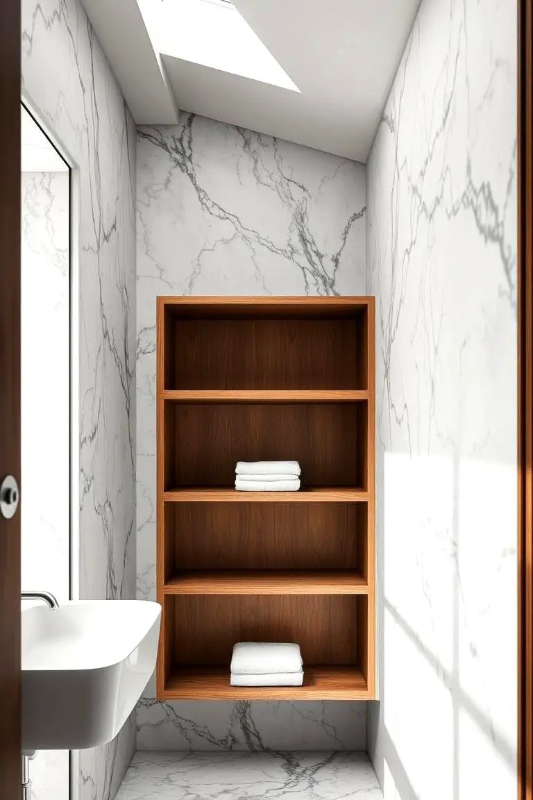 Marble Walls with Open Shelving