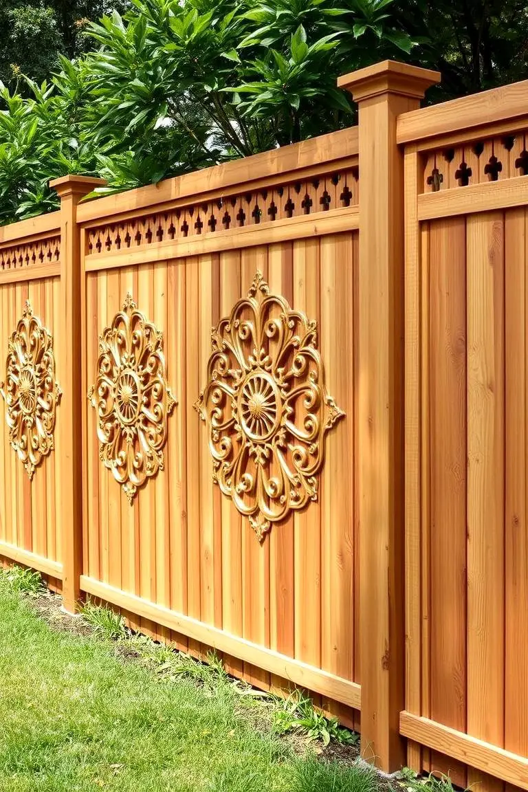 Cedar Fence with Decorative Panels