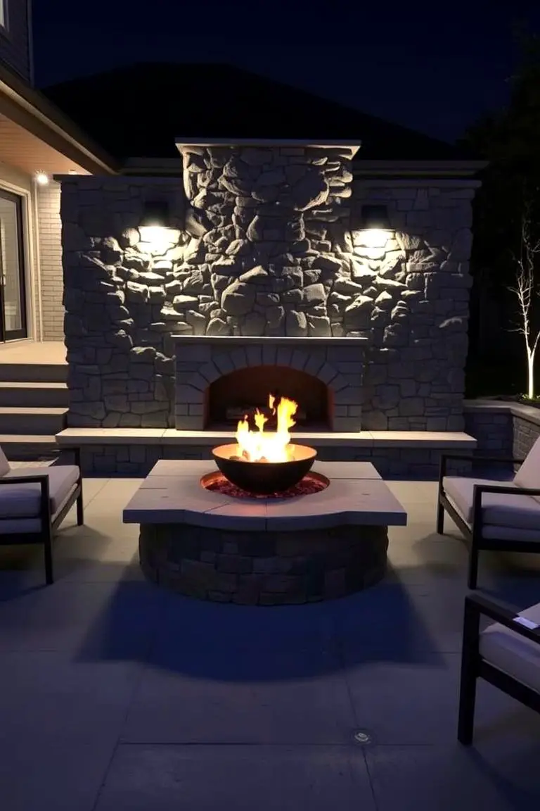Fire Pit with Stone Surround