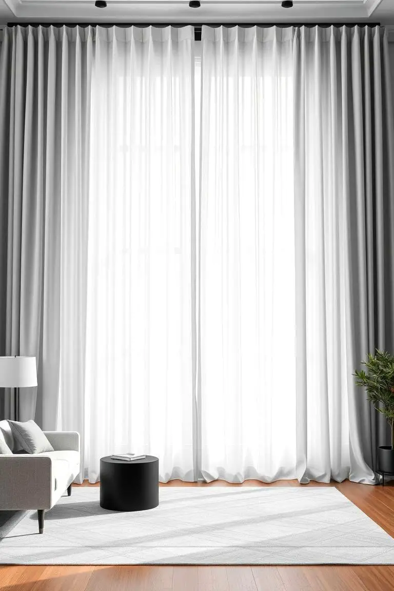 Elegant Gray with Draped Curtains