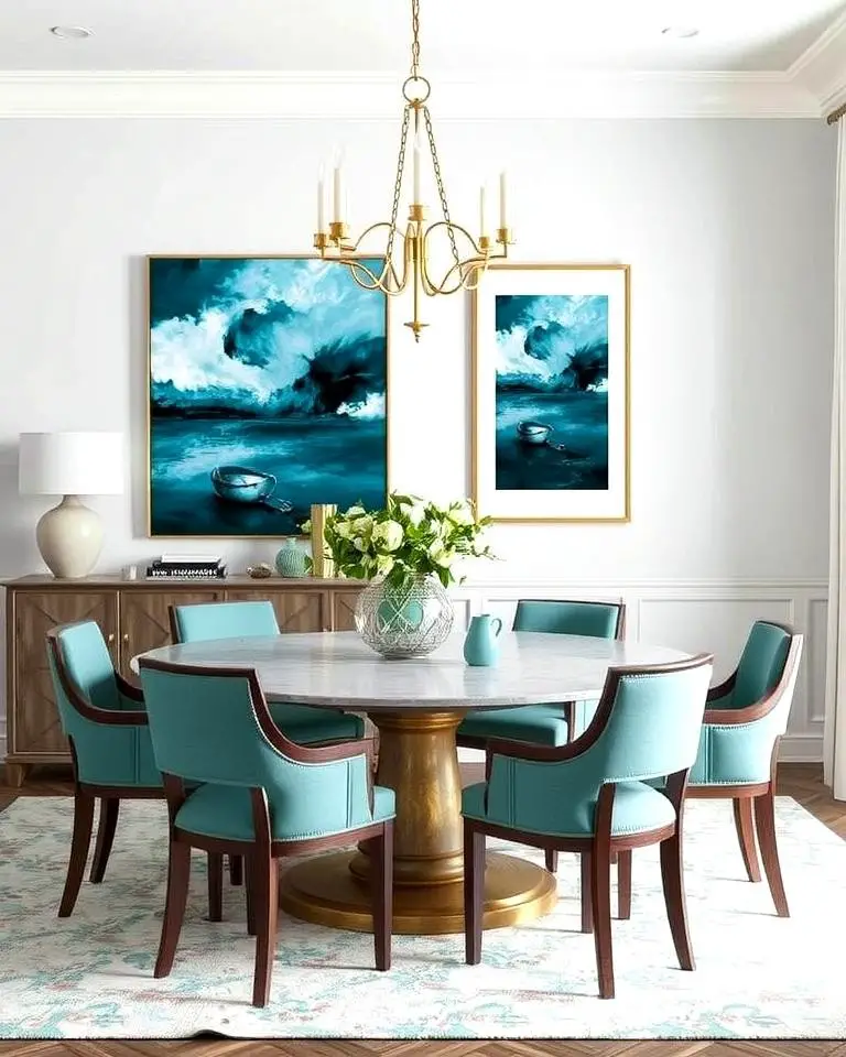 Teal Artwork to Personalize the Space