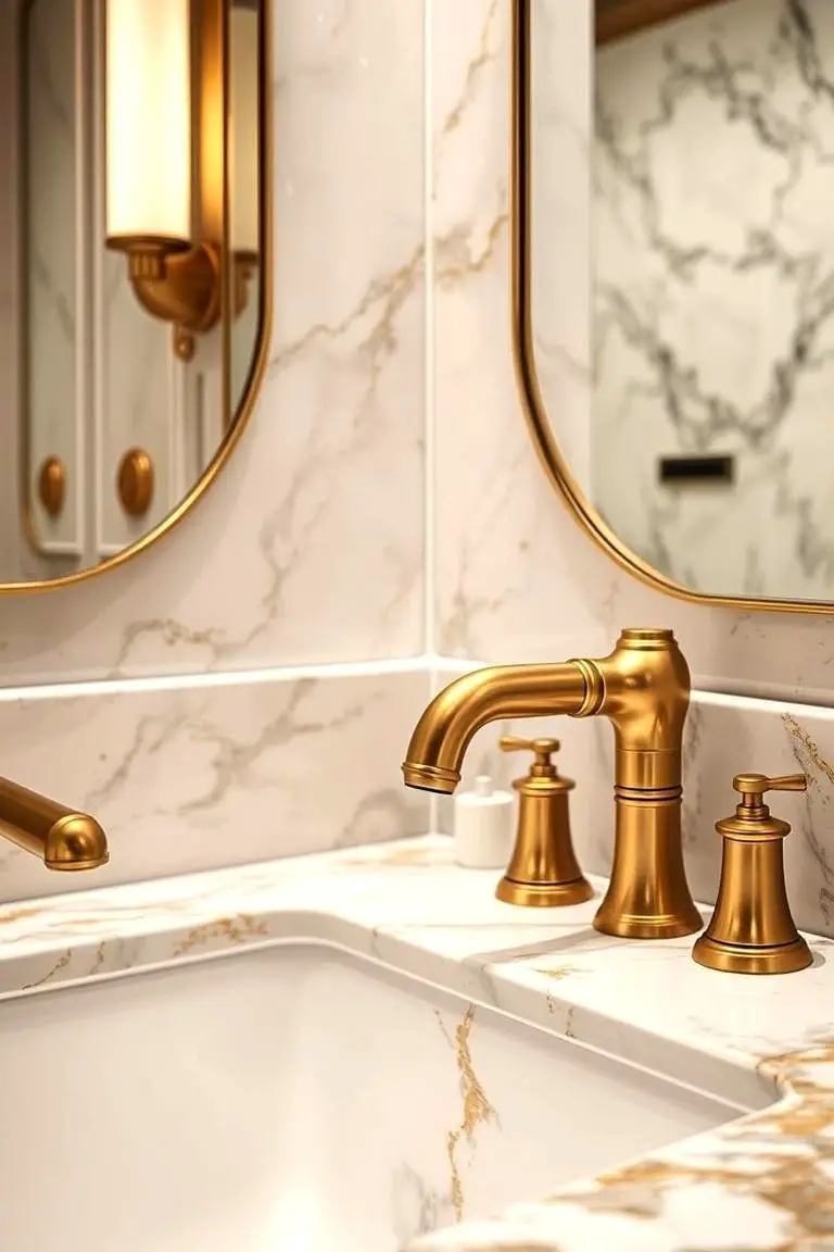 Luxurious Marble and Brass Fixtures