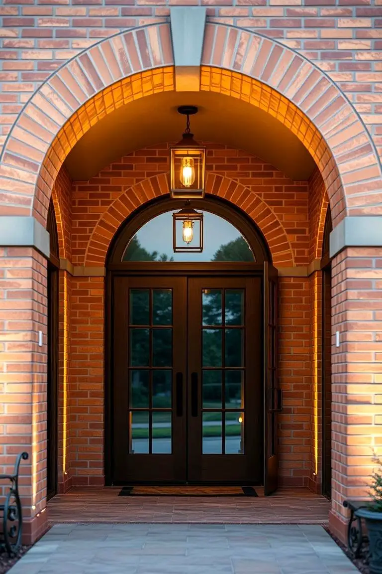 Beige Brick with Arched Doorways