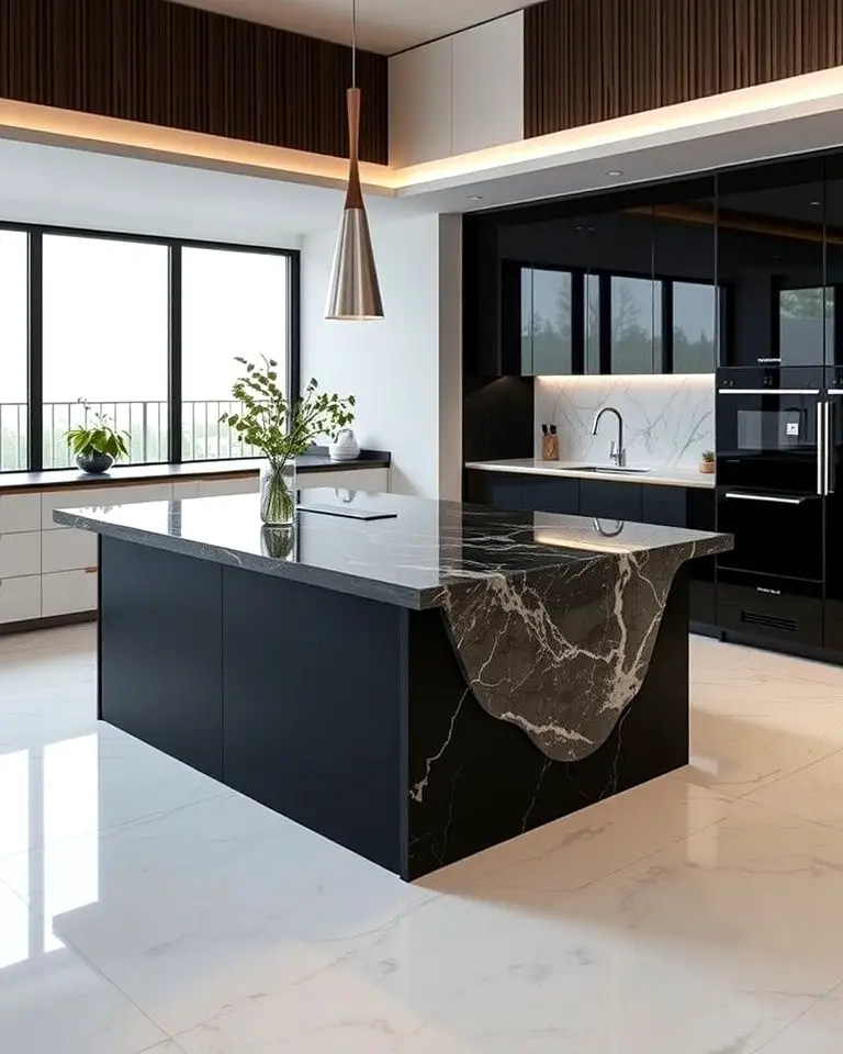 Black Island with Integrated Appliances