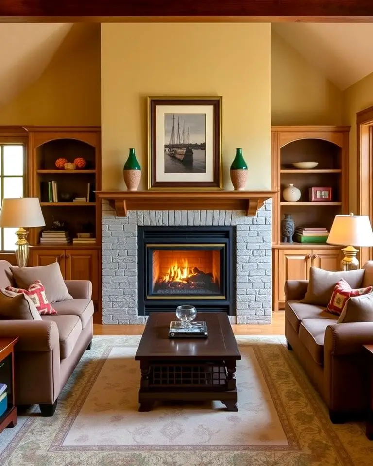 Centered Fireplace Focus