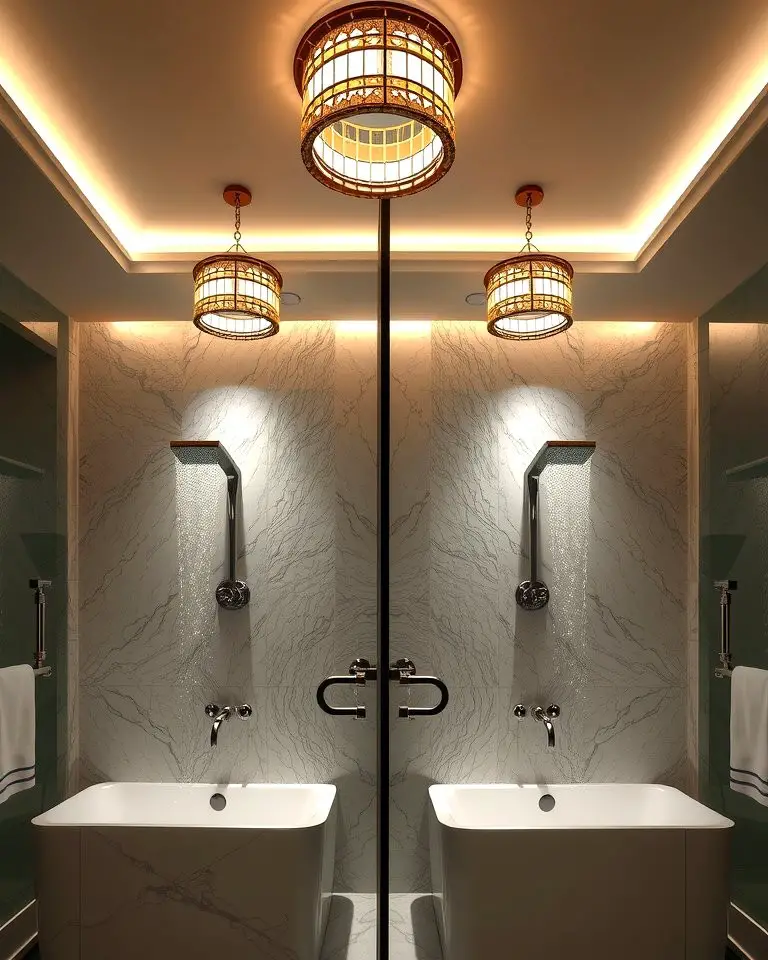 Statement Lighting Above Showers