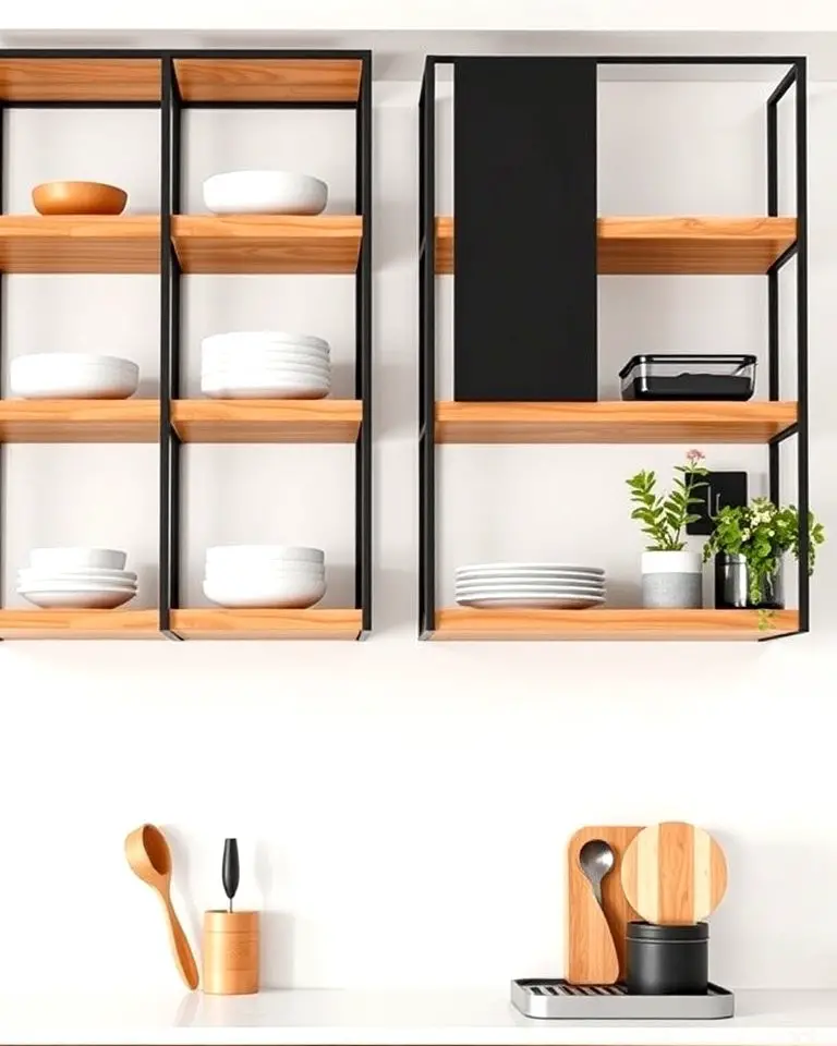 Black and Brown Open Shelving