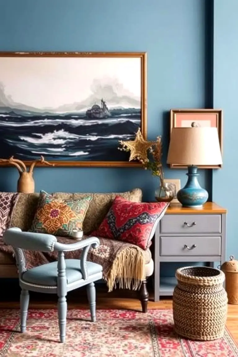 Bohemian Dream: Eclectic Blue-gray Accents