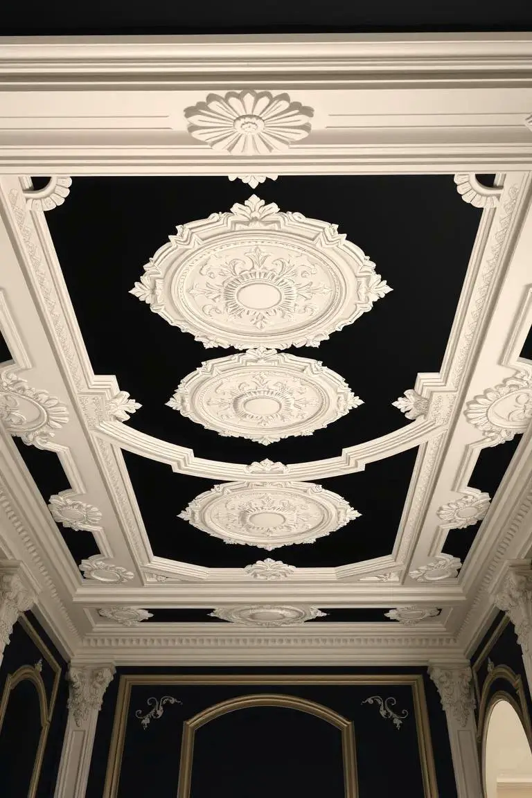 Black Ceiling with Intricate Molding