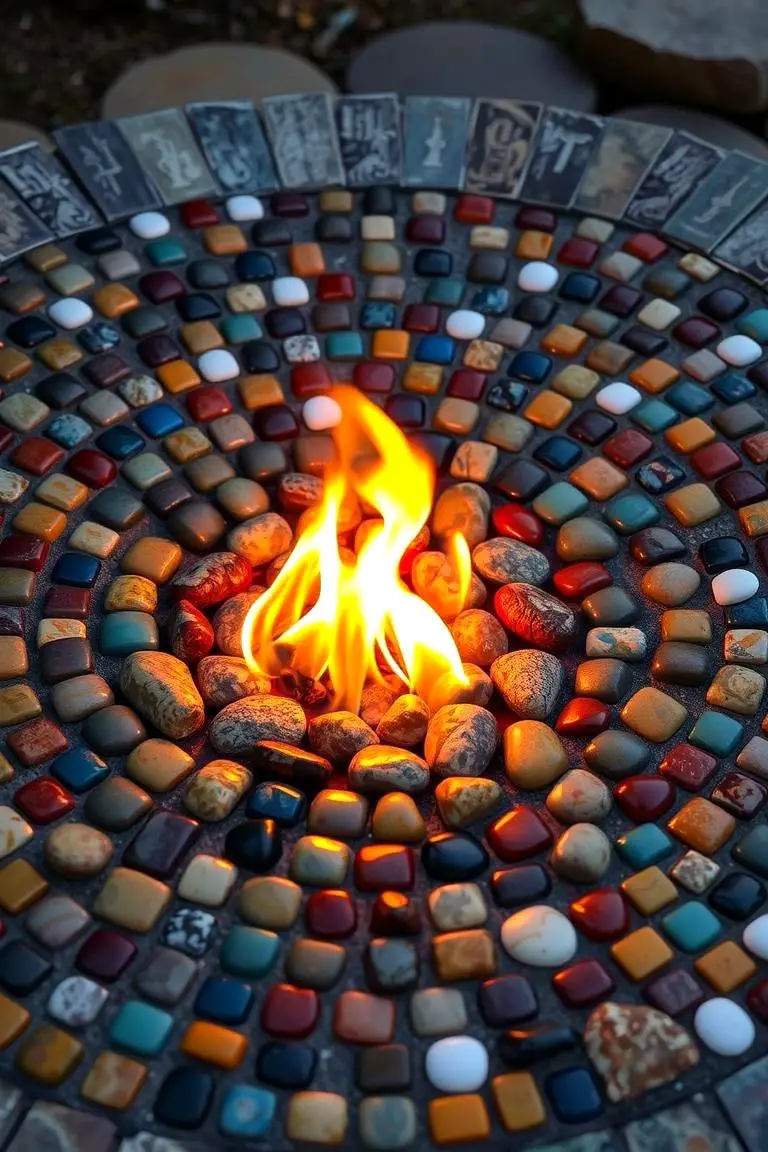 Custom Mosaic Stone Fire Pit