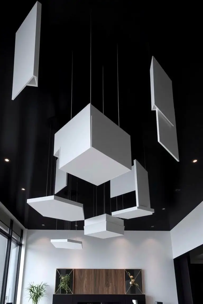 Black Ceiling with Floating Elements