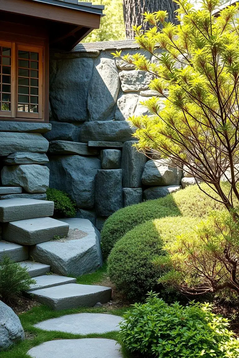Shrub and Stone Arrangement