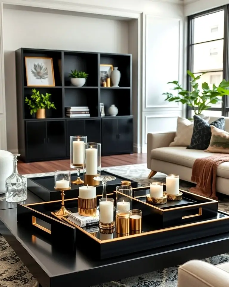 Black and Gold Decorative Trays