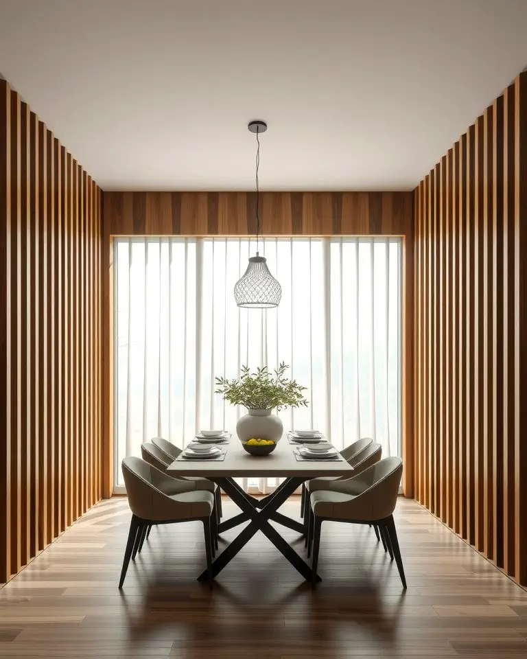 Vertical Slat Panels for Height Illusion