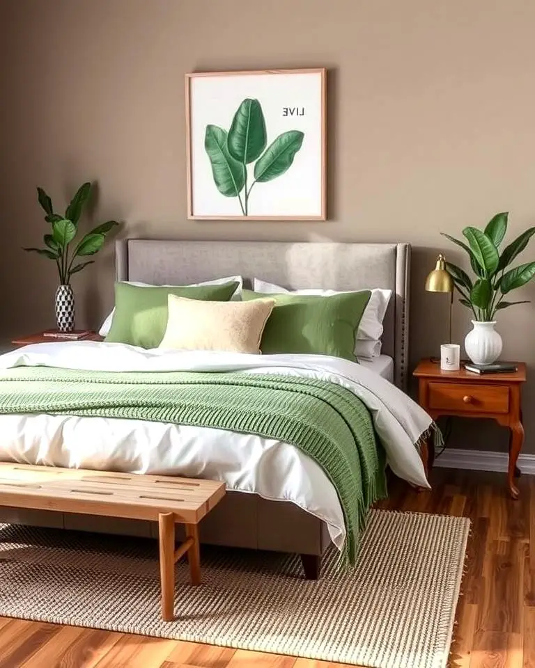 Taupe and Green Accents