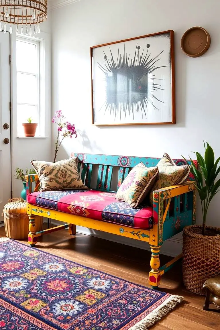 Vibrant Bohemian Bench