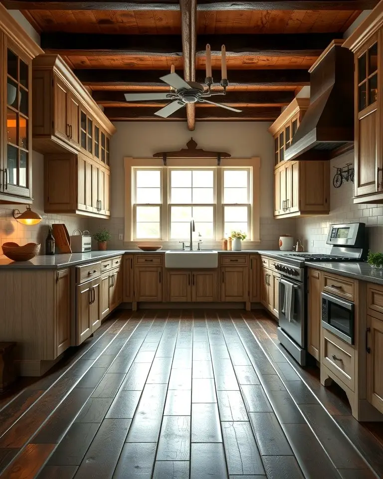 Farmhouse Warmth with Dark Wood Floors