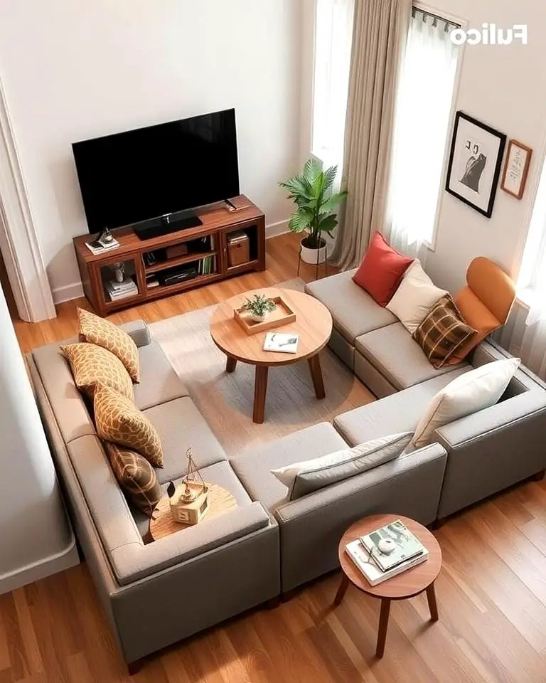 L-Shaped Sofa with Dining Table