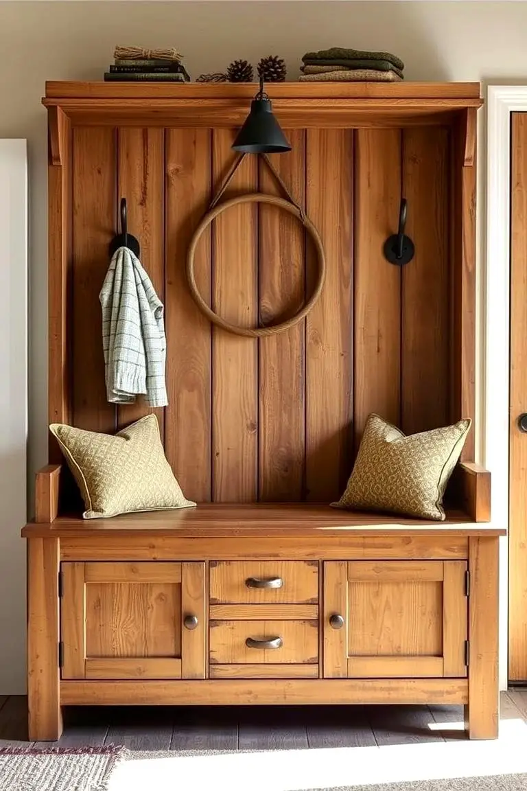 Rustic Wooden Entry Bench