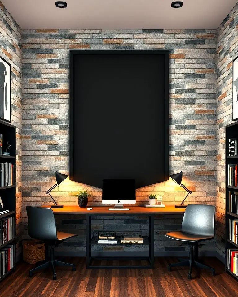 Textured Black Wall in the Study