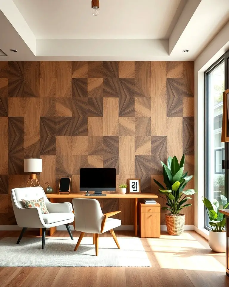 Geometric Wood Trim Wall