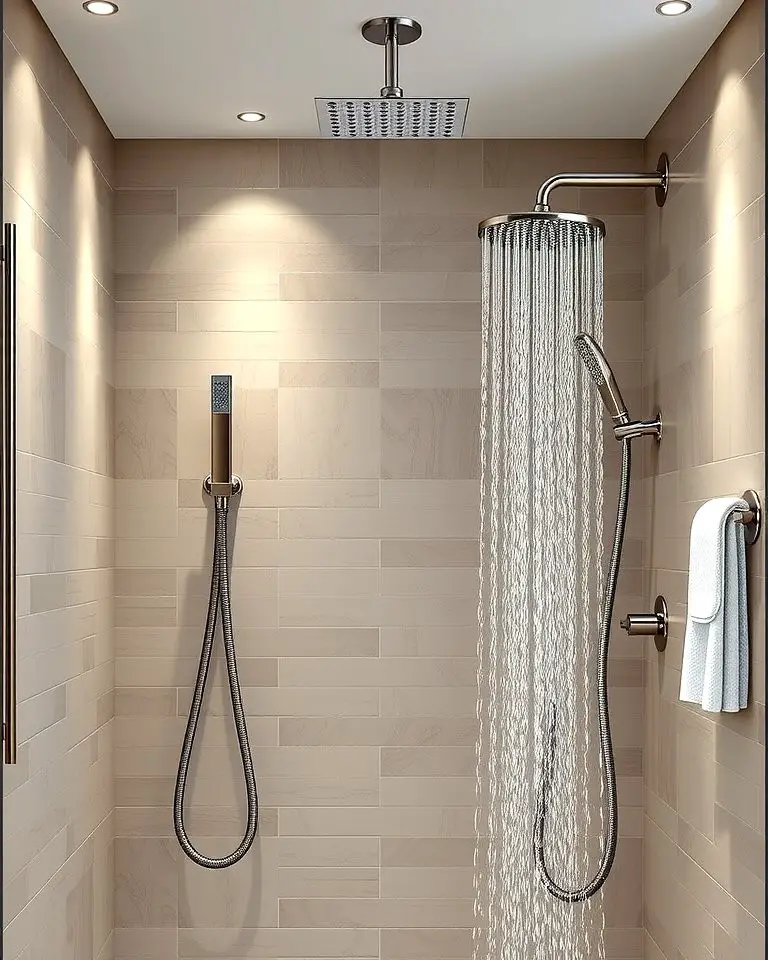 Double Shower with a Rainfall and Handheld Combination