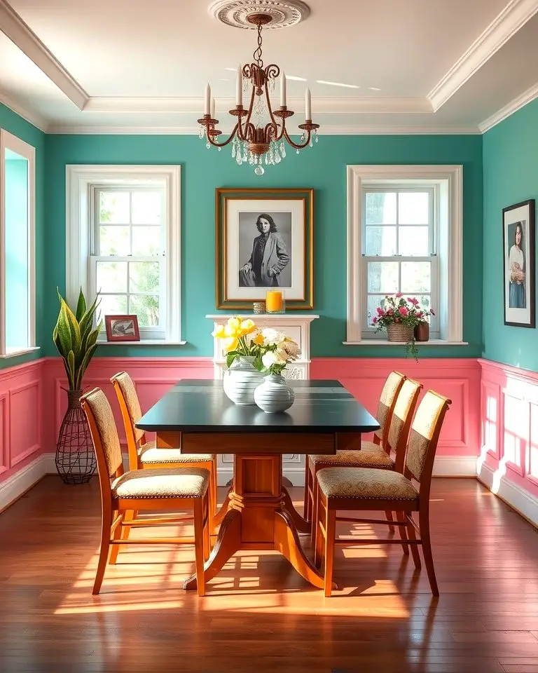 Painted Wainscoting for a Pop of Color