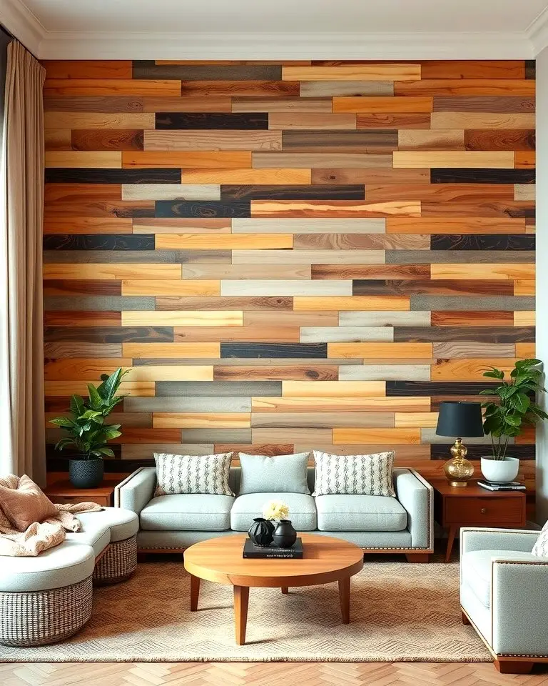 Mixed Wood Tone Accent Wall