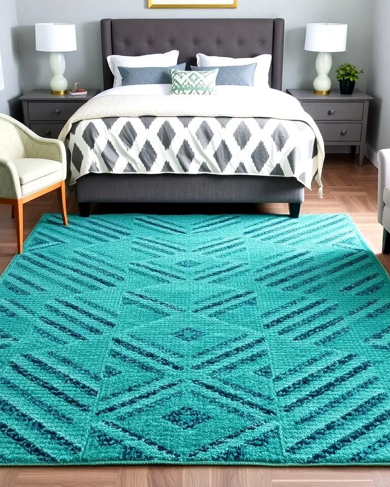 Teal Area Rug with Grey Accents