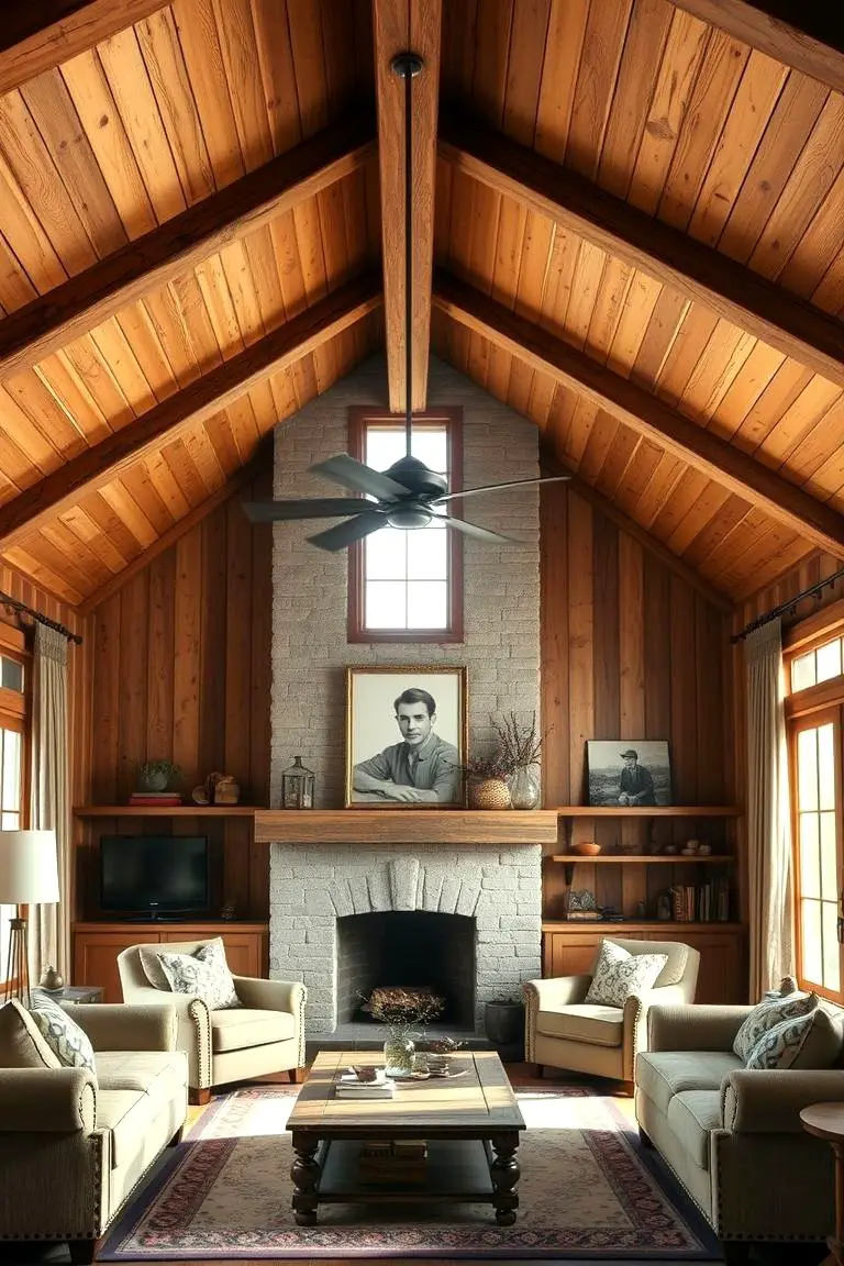 Rustic Charm Wood Slat Ceiling