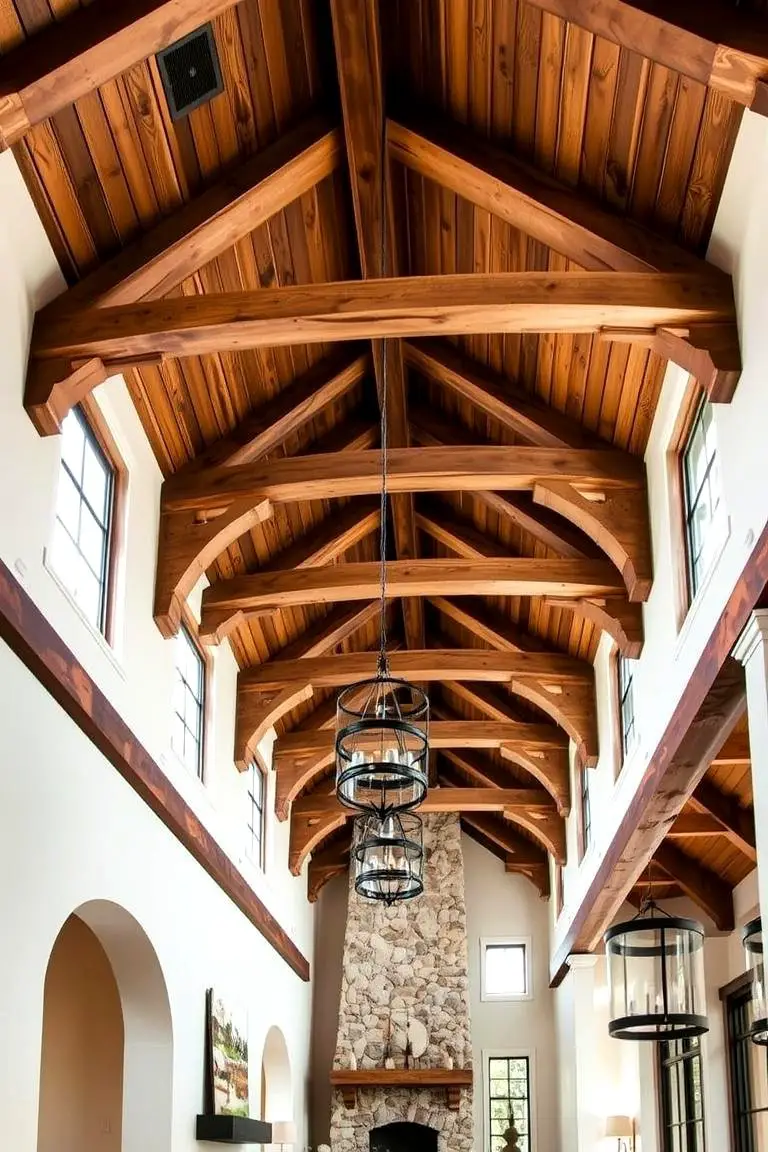 Exposed Wooden Beams Cathedral Ceiling