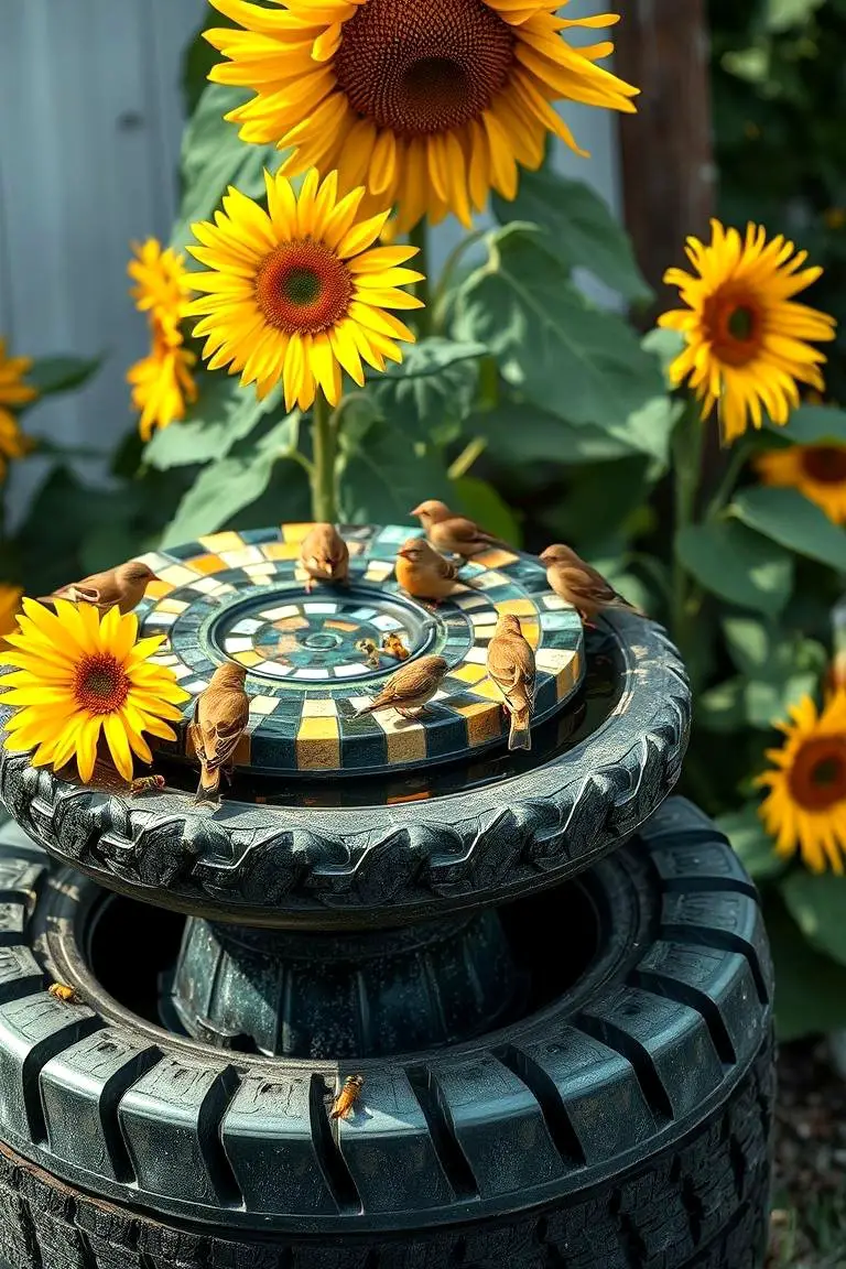 Charming Tyre Bird Baths