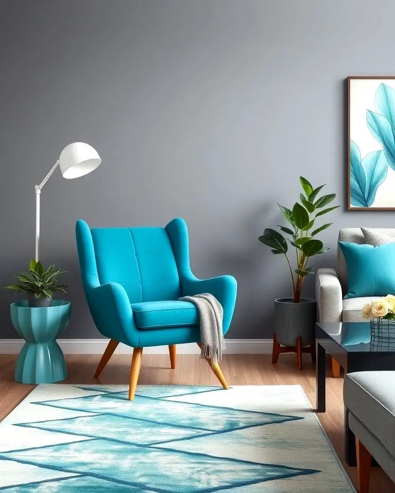Teal Feature Chair with Grey Backdrop