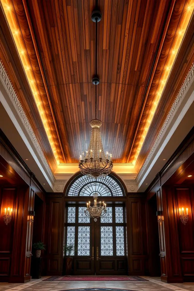 Luxurious Wood Slat Ceiling Finish