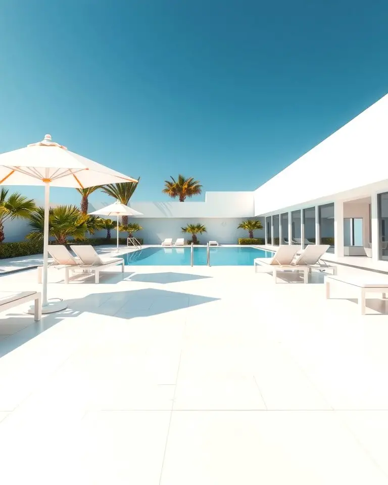 White Poolside Deck