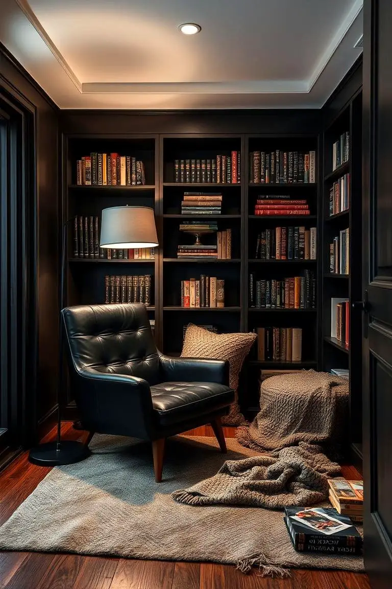 Cozy Black Reading Nook