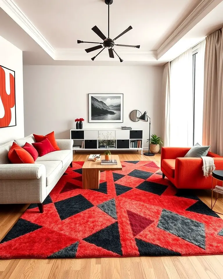 Red and Black Geometric Rugs