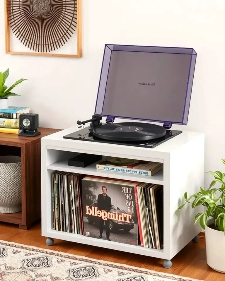 Record Player Stand with Built-In Storage