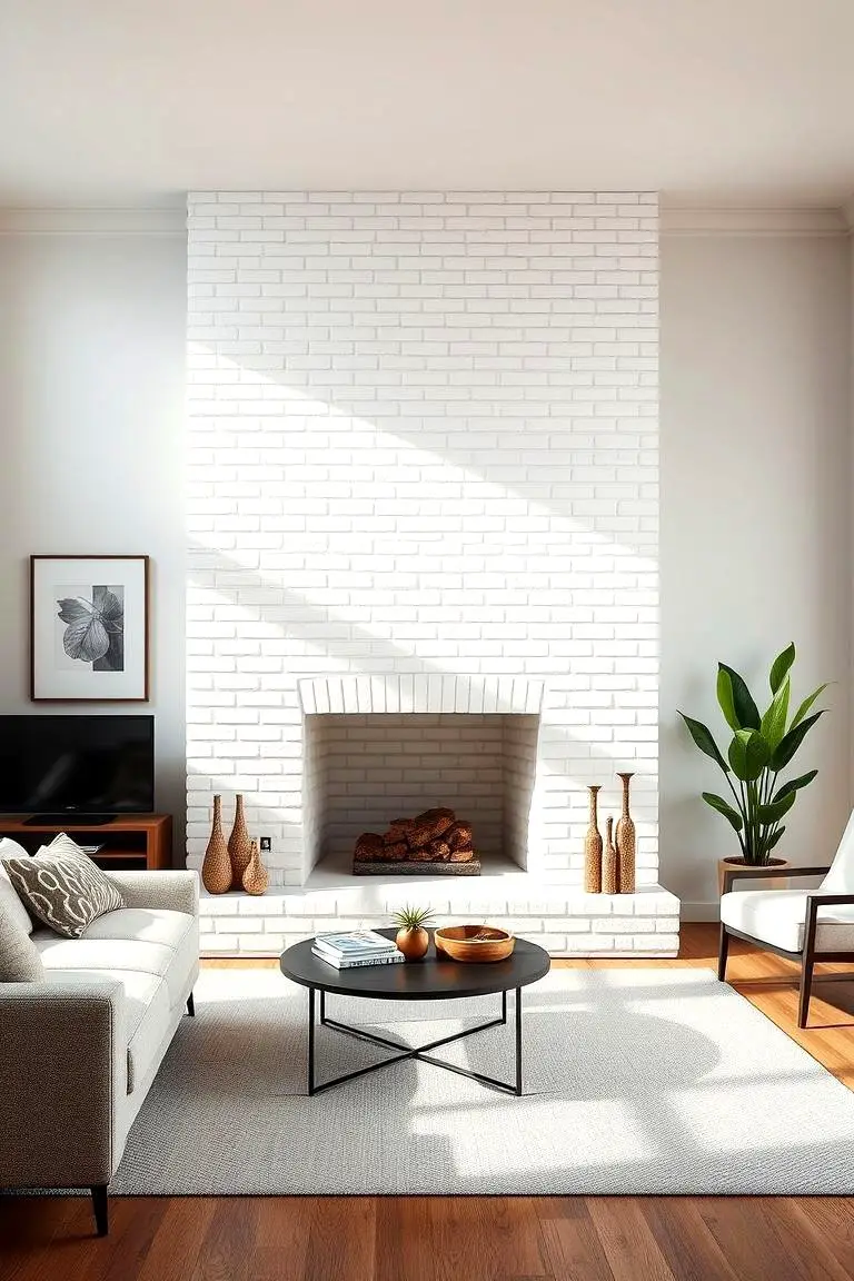 Contemporary White Brick Hearth