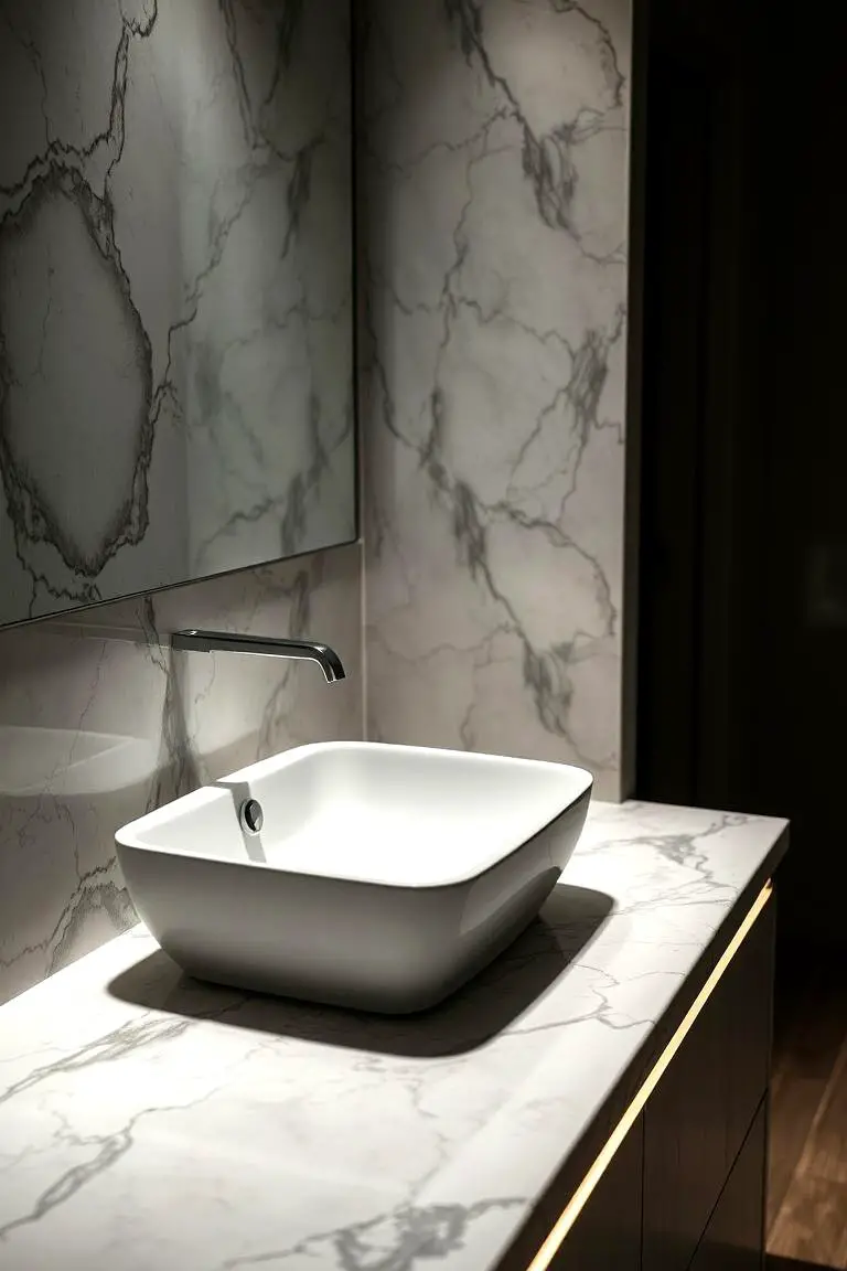 Marble Vanity with LED Lighting
