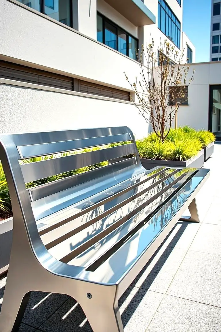 Modern Metal Garden Bench