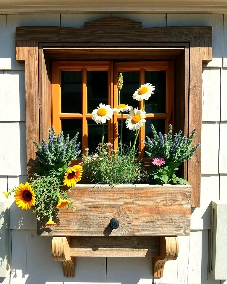 Rustic Wooden Window Boxes
