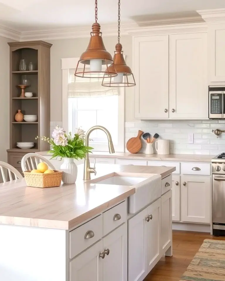 Coastal Vibes with Whitewashed Wood Countertops