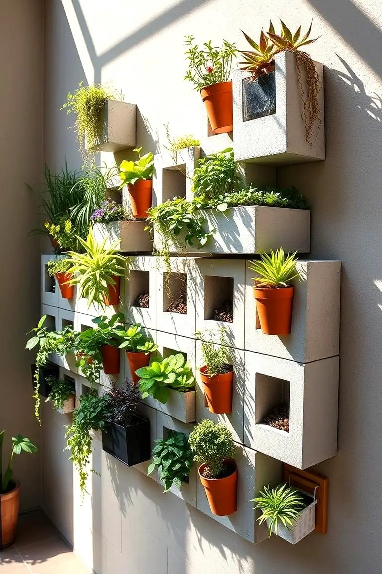 Vertical Cinder Block Garden